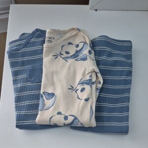 Carter's 24M Beige and Blue Panda Matching Set